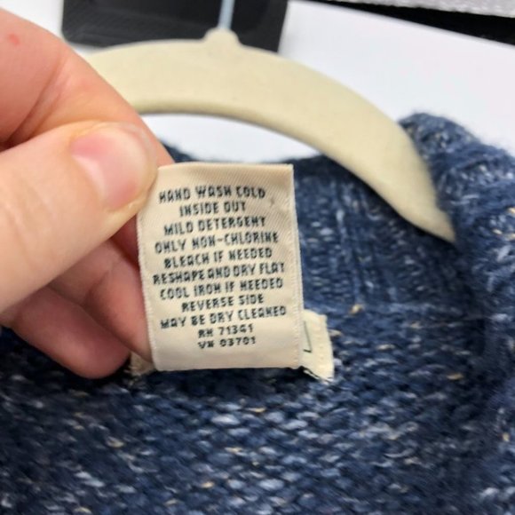 Vintage LL Bean Blue marled wool blend cable knit button down sweater - Picture 5 of 14
